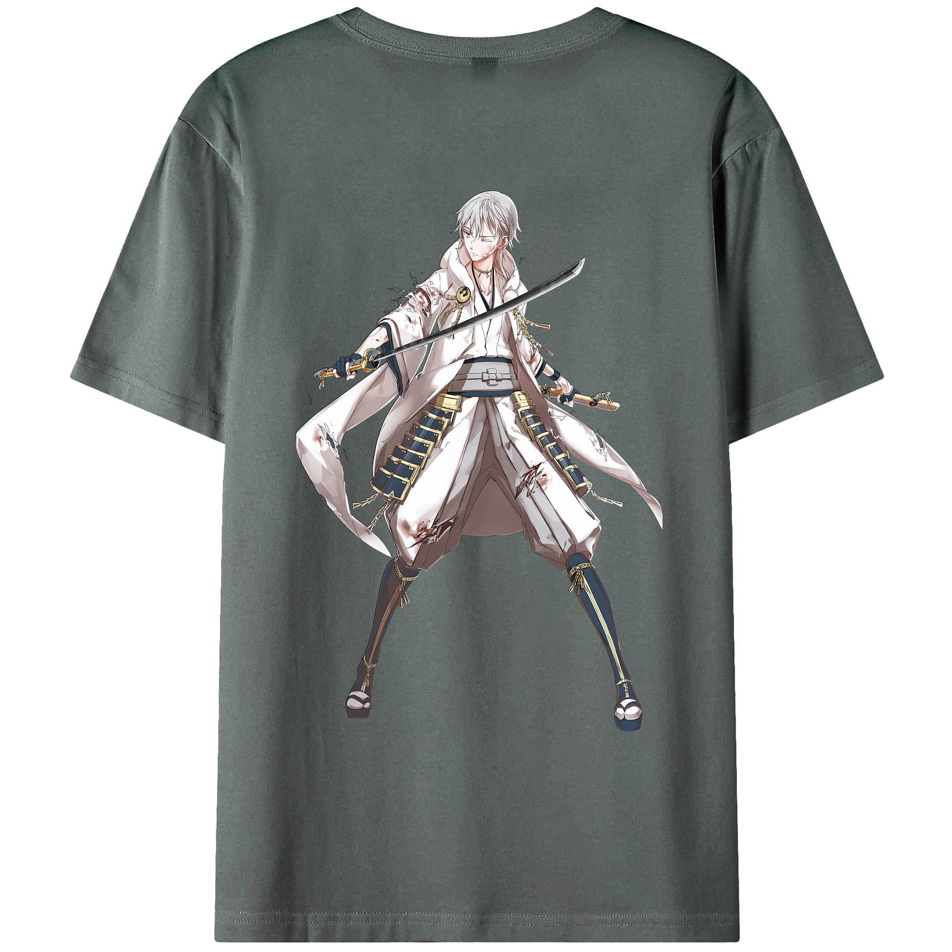 （画像用） 刀剣乱舞 Touken Ranbu 綿100％ メンズ半袖Tシャツ（バックプリント） 通気性